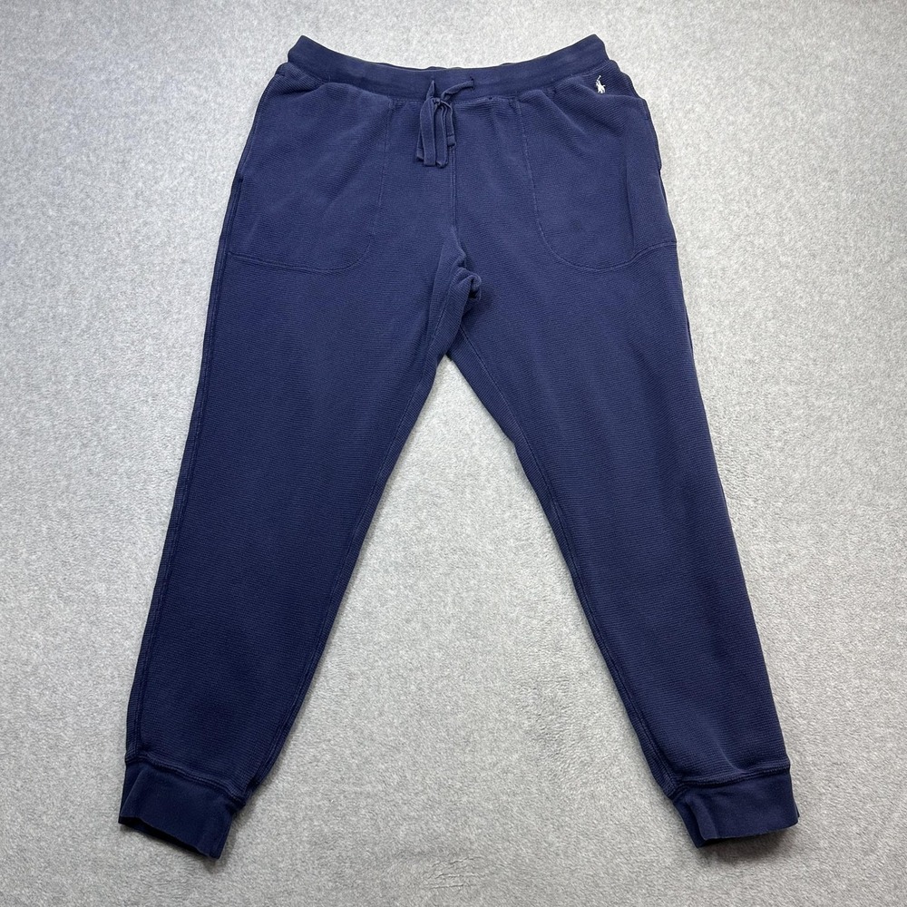 Polo Ralph Lauren Joggers Mens Large Blue Thermal Waffle Knit Pants Pony Logo
